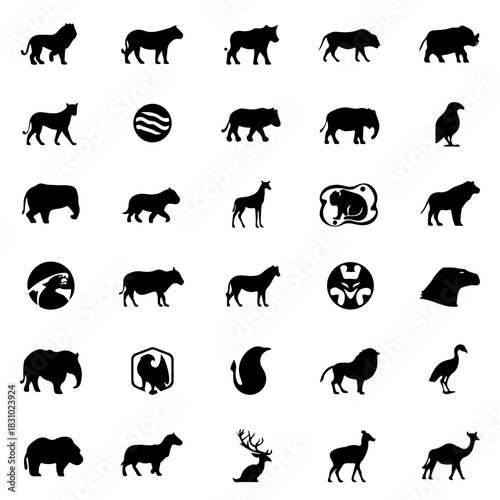 Various animal silhouette icons