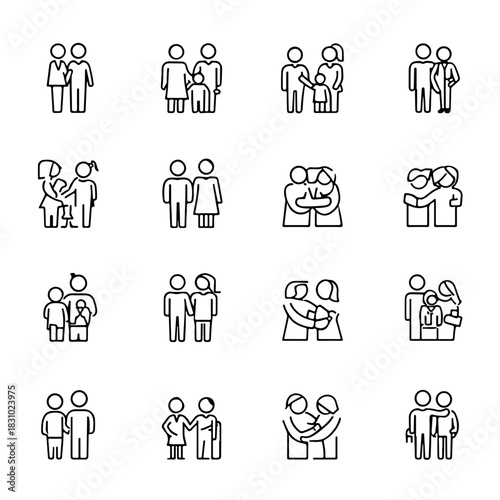 Various family group together