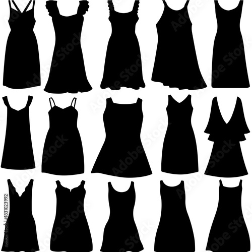 Silhouettes of various dresses
