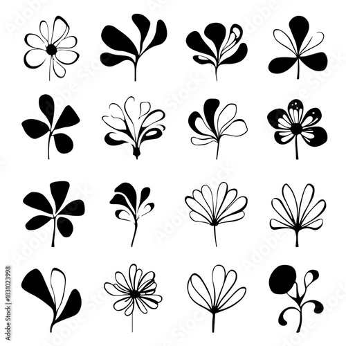 Floral sketches in monochrome