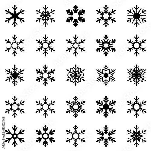 Collection of snowflake shapes