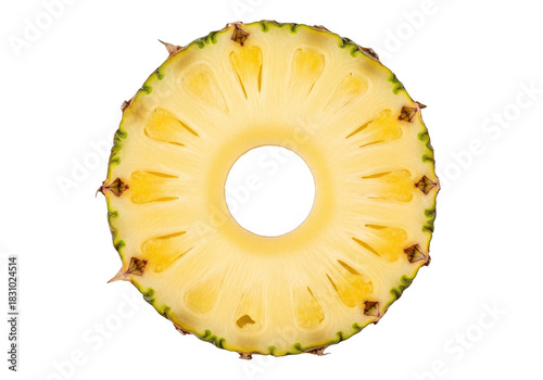 Fresh pineapple slice isolated on transparent background