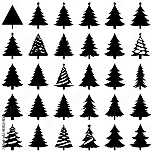Silhouette christmas tree set