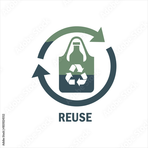 Reusable shopping bag with recycle icon