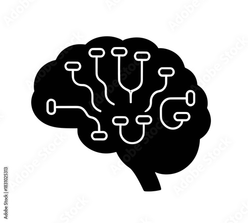 Unlock innovative ideas using this bold brain circuit design, perfect for tech, AI, and futuristic concepts that need a modern and intelligent touch