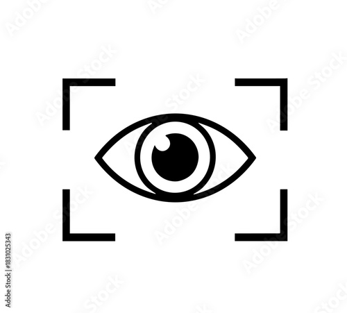 Eye tracking technology icon for security surveillance or vision scanning concept, modern biometric scan symbol for website or application interface