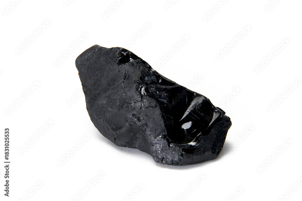 Obraz premium Glossy Black Obsidian Rock Isolated