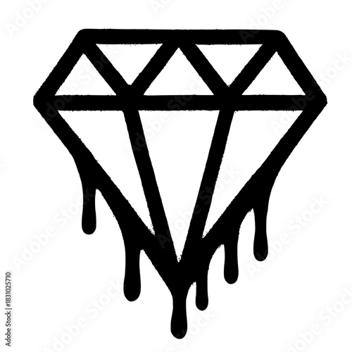 Bold diamond dripping with edgy style, ideal for modern streetwear or urban brand visuals with a grunge flair