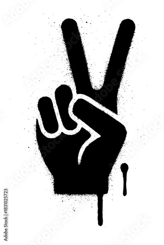 Impactful peace sign stencil art dripping with bold, powerful emotion and a message of hope and unity