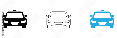 Get a ride now with a classic taxi symbol in multiple styles, perfect for urban transport apps, city travel guides, or transportation service promotions