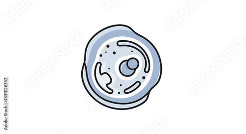 Detailed cartoon cell anatomy to help understand life science, featuring nucleus and cytoplasm for educational use and scientific exploration