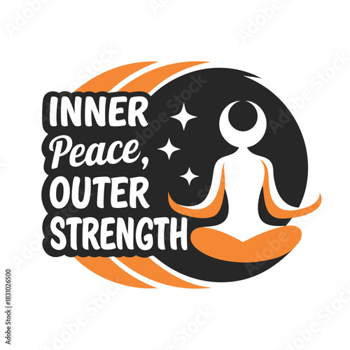 Silhouette figure in yoga position displays inner peace and outer strength near stars
