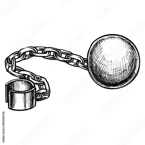 Ball and Chain Prisoner Accessory Retro Vector⁠

