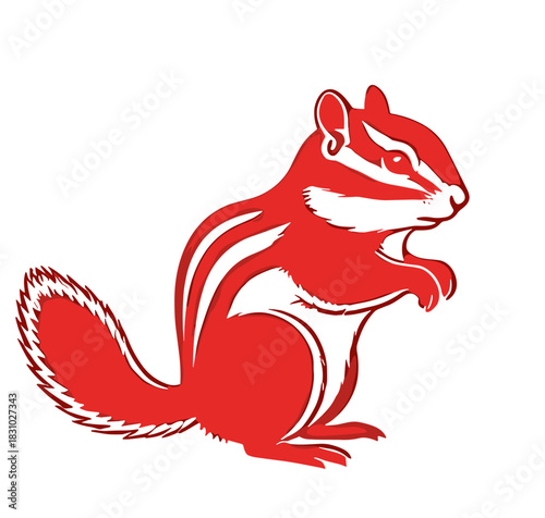 Adorable red chipmunk illustration, perfect for nature lovers, animal enthusiasts, or wildlife projects needing a touch of rustic charm