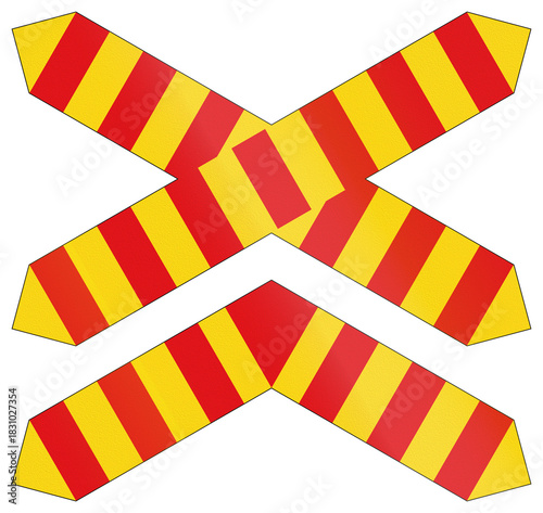 Fotografie Road sign used in India - Level crossing with multiple tracks