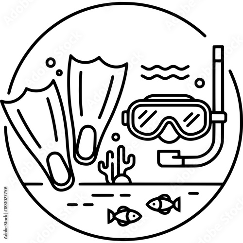 Snorkeling Icon Vector Element