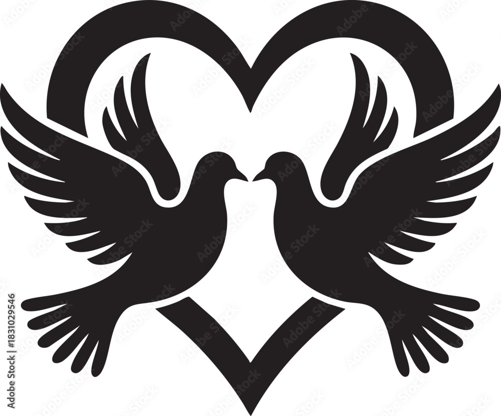 Fototapeta premium two doves with heart symbol