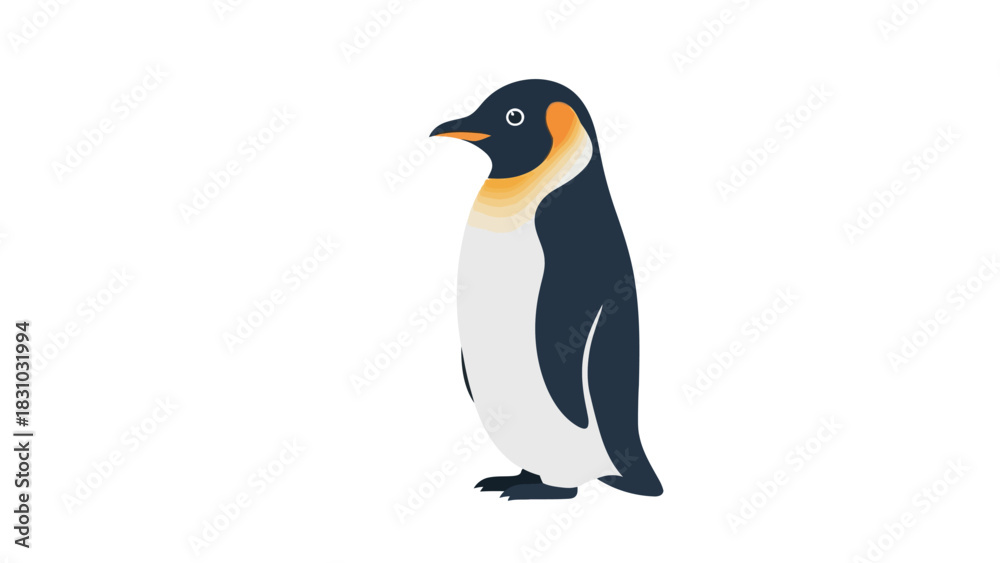 Fototapeta premium A cartoon emperor penguin stands on a white background