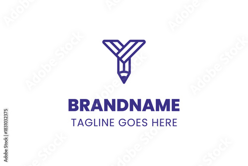 Letter Y Pencil Logo, symbolizing creativity, learning, and design