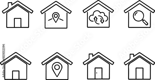 A simple set of home and real estate house icons for web and design use