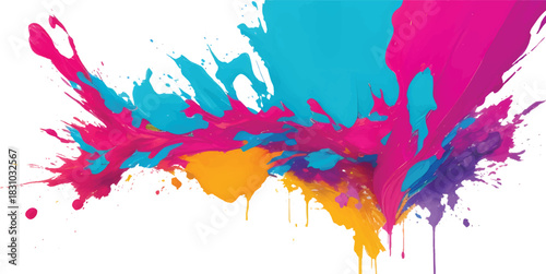 Abstract watercolor background with colorful paint ink splashes and artistic rainbow splatter design