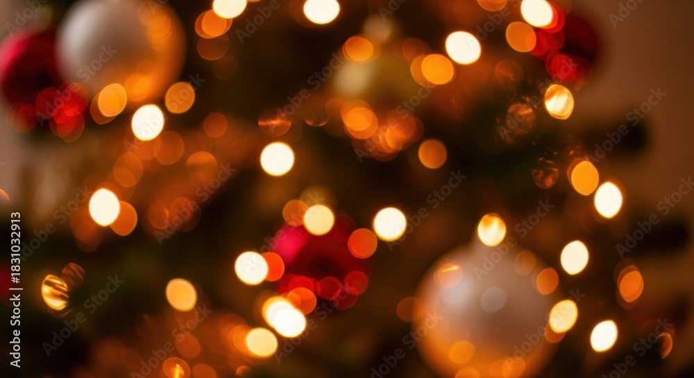 Fototapeta premium Blurred christmas lights, festive bokeh background