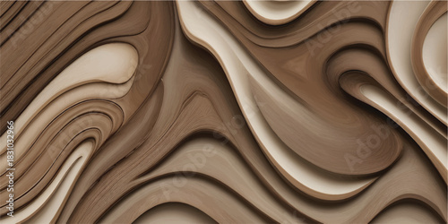 Beige Paper Wave Fold Patterns Featuring Soft Sculpted Contours and Fluid Layer Depth for Luxurious Modern Abstract Design Backgrounds