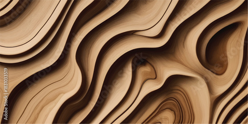 Layered Beige Paper Cut Abstract Flow Pattern Featuring Curved Organic Waves and Premium 3D Craft Texture for Modern Minimal Elegant Background Design”