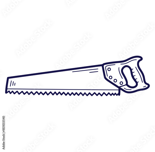 Hand drawn saw vector illustration representing construction woodworking and carpentry tools