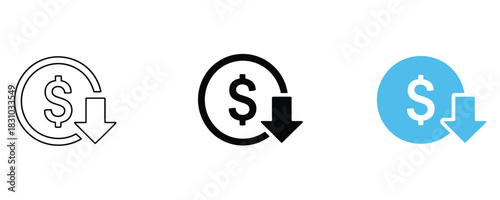 Price drop icons signal amazing savings for savvy shoppers, symbolizing value and affordability in modern financial designs, promoting deals and discounts