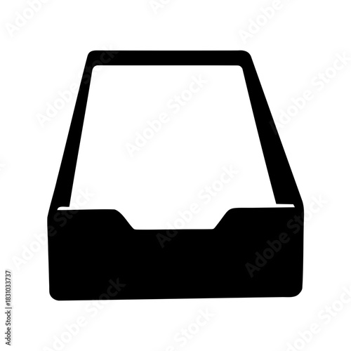 Graphic depiction of a simple, black intray with white insert area
