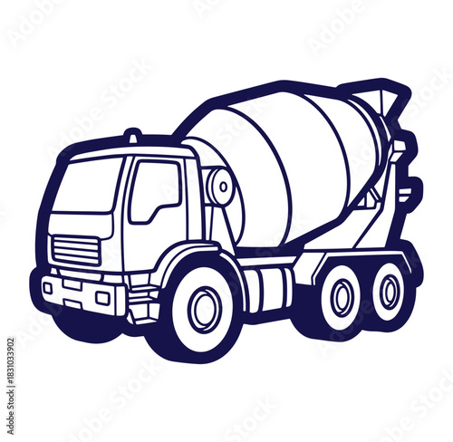 Illustrated outline of a concrete mixer truck suitable for construction projects