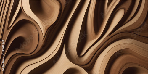 Premium Layered Paper Wave Structure Featuring Deep Organic Curves, Warm Brown Texture and Artistic Abstract Flow”