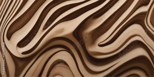 Stylish Soft Brown Paper Flow Pattern with Layered Carved Abstract Waves and Natural Contour Depth