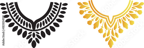 Black and gold decorative neckline embroidery designs