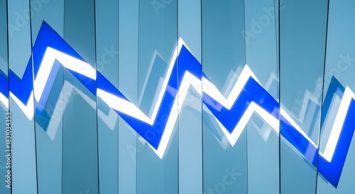 Dynamic blue stock market chart with glowing edges against a modern blue background showcases financial trends and economic analysis for business success