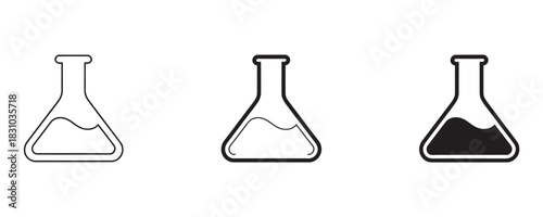 Scientific Erlenmeyer flasks for experiment visuals in modern chemistry education and research, use in medical and science presentations for labs and discovery
