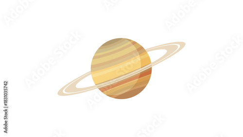 A cartoon depiction of planet Saturn with its rings