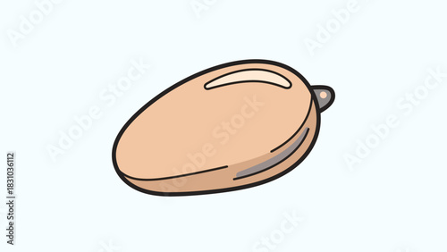 A tan ovalshaped object with a small gray protrusion