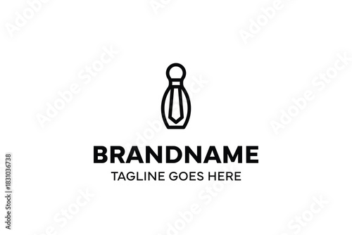 Bowling Pin Tie Simple Logo, symbolizing precision, professionalism, and fun