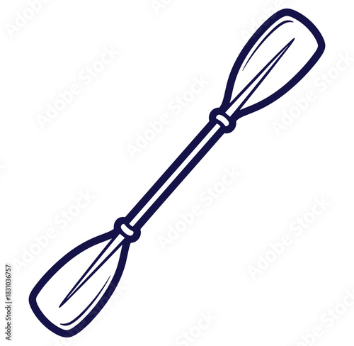 Vector illustration of a kayak paddle with blue outline on a white background