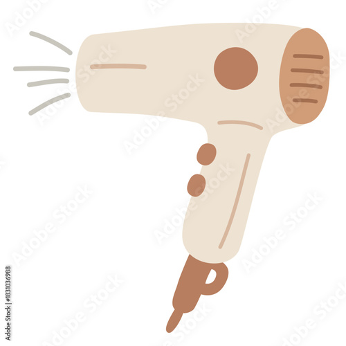Hair Dryer in Cute Hand-Drawn Style for Beauty Routine Illustration