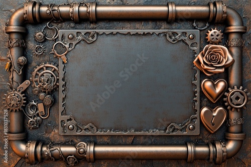 Industrial pipe frame for Valentine's Day, Mother's Day, and weddings