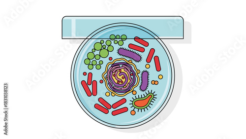 Petri dish with cell illustration