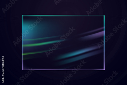 Dark plastic overlay with neon light streaks and glossy shrink film texture for futuristic design