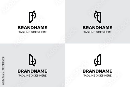 Letters PF BT QT DF Monogram Logo, for FP TB TQ FD Initials