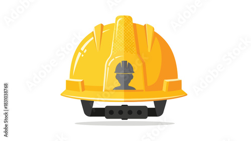 Yellow hard hat with a grey silhouette of a person wearing a hard hat
