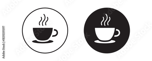 Start your day right with hot coffee icons, perfect for branding, menus, and social media – a simple, elegant design for any coffee lover