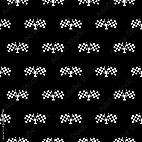 Cup and flag seamless pattern isolated on black