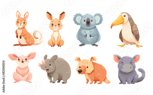 Cute Hand-Drawn Koala and Kangaroo Collection